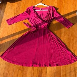 Gilli Fuchsia Long Sleeve Wrap Dress